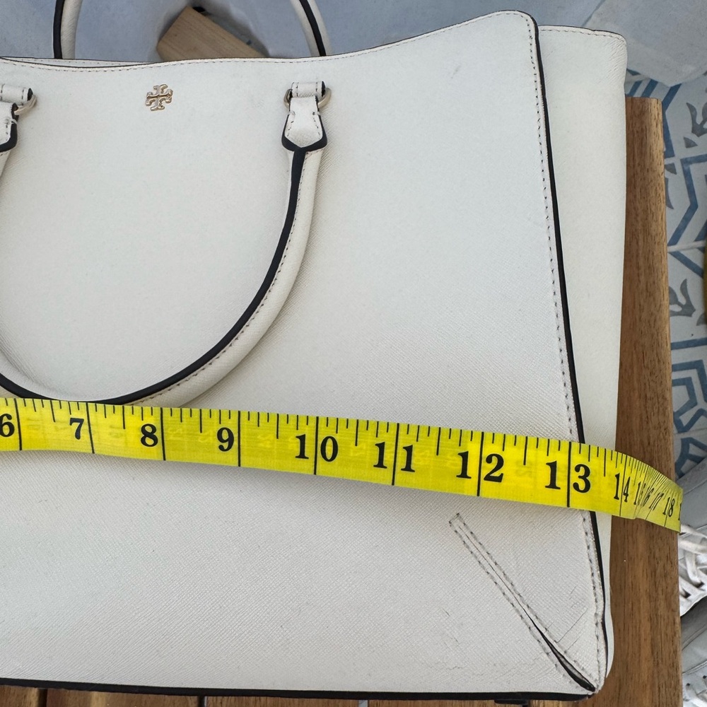 Tory Burch Robinson Large Zip Tote Ivory Saffiano Leather Satchel Crossbody Bag - Picture 12 of 15